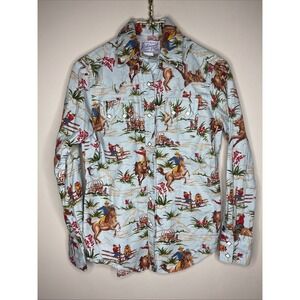 Tru West ROCKMOUNT RANCH WEAR Western White Snap Shirt Cowboy Rockabilly Medium